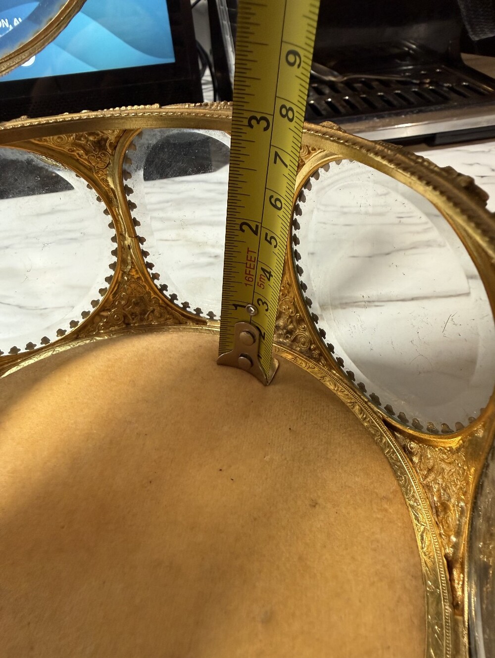 Vintage Ormolu 5 Sided Jewelry Casket Beveled Glass Trinket Box - Picture 7 of 7